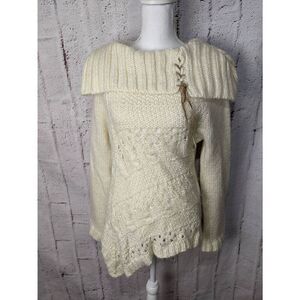 RinaScimento Cream Soft Mohair‎ Blend Cowl Neck Knit Asymmetrical Sweater Size S